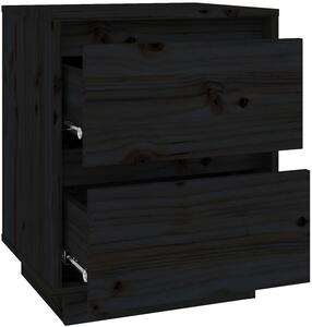 Czarna szafka nocna z szufladami z litego drewna - Vobi