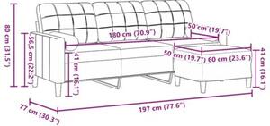 Sofa 3-osobowa z podnÃ³Å¼kiem, Å¼Ã³Åta, 180 cm, aksamit