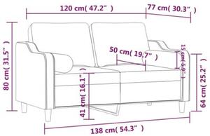 Sofa 2-osobowa z poduszkami, brÄ zowa, 120 cm, tkanina