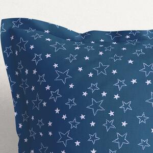 Goldea poszewka na poduszkę z ozdobną kantą bawełniana - białe gwiazdki na niebieskim 40 x 60 cm