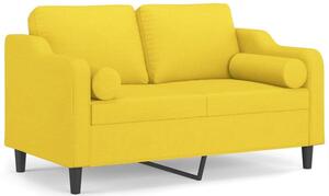 Sofa 2-osobowa z poduszkami, jasnoÅ¼Ã³Åta, 120 cm, tkanina