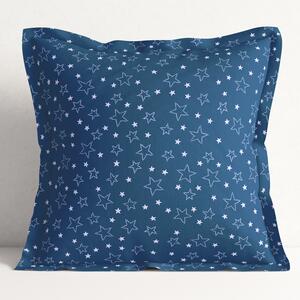 Goldea poszewka na poduszkę z ozdobną kantą bawełniana - białe gwiazdki na niebieskim 40 x 60 cm
