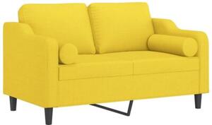 Sofa 2-osobowa z poduszkami, jasnoÅ¼Ã³Åta, 120 cm, tkanina