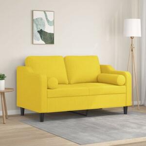 Sofa 2-osobowa z poduszkami, jasnoÅ¼Ã³Åta, 120 cm, tkanina