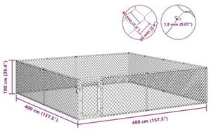 Kojec dla psa, galwanizowana stal, 4 x 4 x 1 m