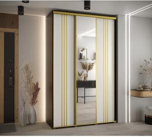 Szafa przesuwna wysoka Davos 7 150, gł. 60 cm czarny + biały + złoty