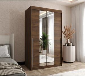 Szafa przesuwna z lustrem Garderoba SIMA T1 120 orzech + u. srebrny