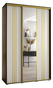 Szafa przesuwna wysoka Davos 7 150, gł. 60 cm czarny + biały + złoty