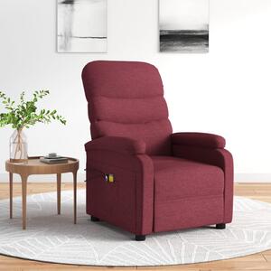 Elektryczny fotel masujący, winna czerwień, tkanina
