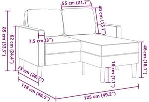 Sofa 2-osobowa z leÅ¼ankÄ w ksztaÅcie litery l, kremowa, 125 cm