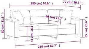 Sofa 3-osobowa z poduszkami, czarna, 180 cm, mikrofibra