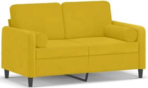 Sofa 2-osobowa z poduszkami, Å¼Ã³Åta, 120 cm, aksamit