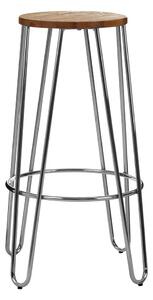 Hoker z litego drewna wiązu w kolorze srebra/w naturalnym kolorze (wysokość siedziska 75 cm) District – Premier Housewares