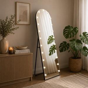 Srebrne stojące lustro glamour prostokątne podświetlane 60x170 cm M-0696
