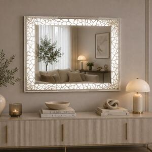 Srebrne lustro glamour prostokątne podświetlane 80x120 cm M-0694
