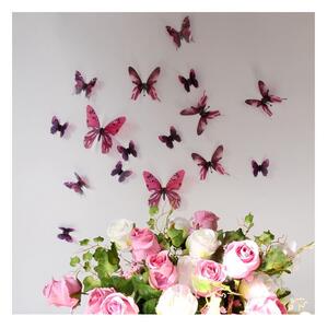 Zestaw 18 różowych adhezyjnych naklejek 3D Ambiance Butterflies