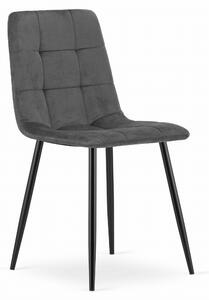 Cimnoszare aksamitne krzesło KARA z czarnymi nogami