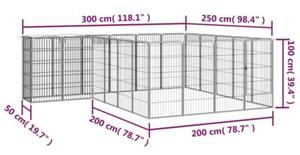 Kojec dla psa, 22 paneli, czarny, 50x100 cm, stal