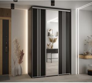 Szafa przesuwna wysoka Davos 7 150, gł. 60 cm czarny + czarny + srebrny