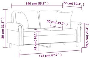 Sofa 2-osobowa z poduszkami, ciemnoszara, 140 cm, aksamit