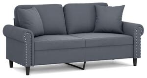 Sofa 2-osobowa z poduszkami, ciemnoszara, 140 cm, aksamit