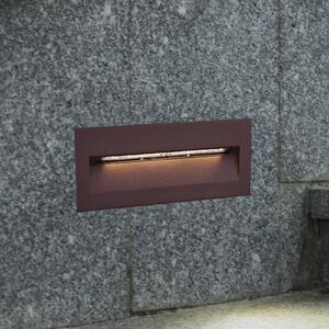Oprawa wpuszczana ścienna LED Lucande Loya, 23 x 8 cm, rdza, IP54 Loya, brązowy / rdzawy, aluminium, nowoczesny