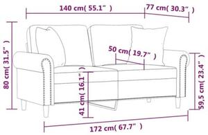 Sofa 2-osobowa z poduszkami, ciemnozielona, 140 cm, aksamit