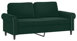 Sofa 2-osobowa z poduszkami, ciemnozielona, 140 cm, aksamit
