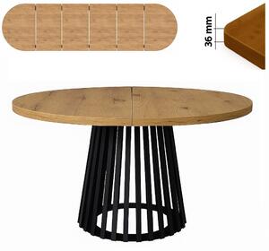 Stół 120/320 cm okrągły rozkładany, blat 3,6 cm, podstawa Metalowa „ Lamele ” I ArtDHome