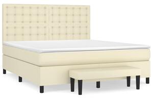 Łóżko kontynentalne z materacem, kremowe, ekoskóra 160x200 cm
