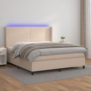 Łóżko kontynentalne, materac i LED cappuccino 180x200 cm