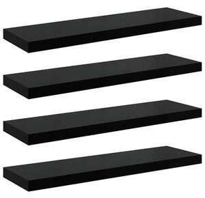 Półki ścienne 4 szt. wysoki połysk, czarne, 90x23,5x3,8 cm, mdf