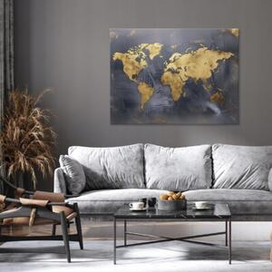 Obraz Na Płótnie Mapa Świata Szary Do Sypialni Salonu 60x40