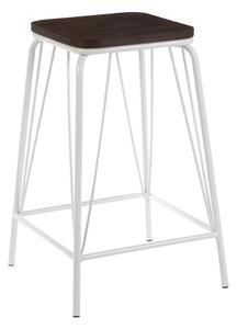 Biały/w ciemnym naturalnym kolorze stołek z litego drewna wiązu District – Premier Housewares