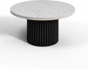 Stolik kawowy okrągły Fano na jednej metalowej nodze blat z betonu architektonicznego