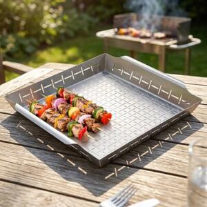 Koszyk do grillowania stalowy perforowany 39,5x35x6 cm