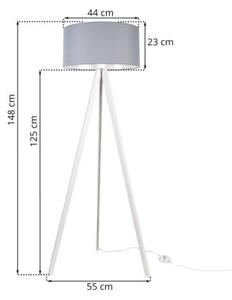 Lampa podłogowa trójnóg biały Light Home LH Gaja 1xE27 44cm abażur walec szary