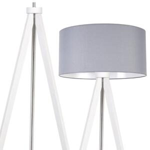 Lampa podłogowa trójnóg biały Light Home LH Gaja 1xE27 44cm abażur walec szary