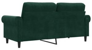 Sofa 2-osobowa, ciemnozielona, 140 cm, tapicerowana aksamitem