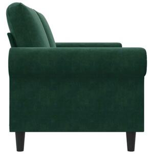 Sofa 2-osobowa, ciemnozielona, 140 cm, tapicerowana aksamitem