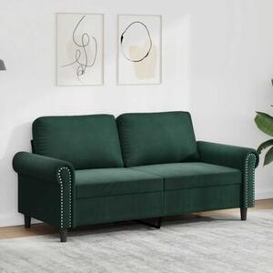 Sofa 2-osobowa, ciemnozielona, 140 cm, tapicerowana aksamitem