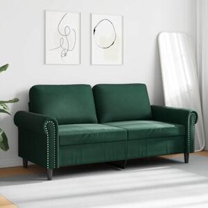 Sofa 2-osobowa, ciemnozielona, 140 cm, tapicerowana aksamitem