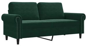Sofa 2-osobowa, ciemnozielona, 140 cm, tapicerowana aksamitem