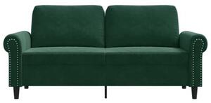 Sofa 2-osobowa, ciemnozielona, 140 cm, tapicerowana aksamitem