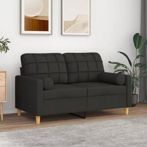 Sofa 2-osobowa z poduszkami, czarna, 120 cm, tkanina
