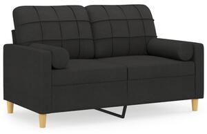 Sofa 2-osobowa z poduszkami, czarna, 120 cm, tkanina