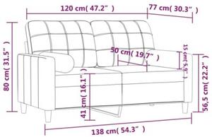 Sofa 2-osobowa z poduszkami, czarna, 120 cm, tkanina