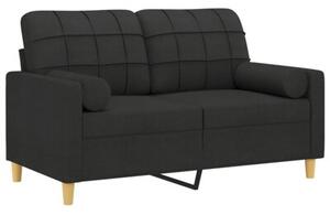 Sofa 2-osobowa z poduszkami, czarna, 120 cm, tkanina
