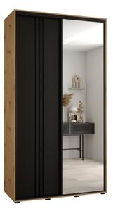 Szafa przesuwna wysoka Davos 7 130, gł. 60 cm artisan + czarny + czarny