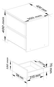 Biała szafka nocna z szufladami - Terik 3X